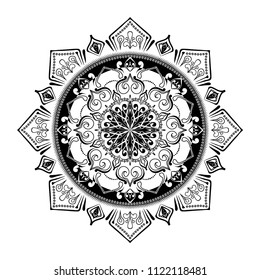 Mandala. Round Ornament Pattern. Geometric circle element made in vector. Spiritual and ritual symbol of Islam, Arabic, Indian religions.  Oriental motifs.   
