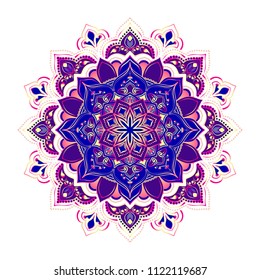 Mandala. Round Ornament Pattern. Geometric circle element made in vector. Spiritual and ritual symbol of Islam, Arabic, Indian religions.  Oriental motifs.   