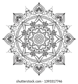 Mandala. Round Ornament Pattern. Geometric circle element made in vector. Spiritual and ritual symbol of Islam, Arabic, Indian religions.  Oriental motifs.   