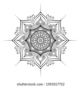Mandala. Round Ornament Pattern. Geometric circle element made in vector. Spiritual and ritual symbol of Islam, Arabic, Indian religions.  Oriental motifs.   