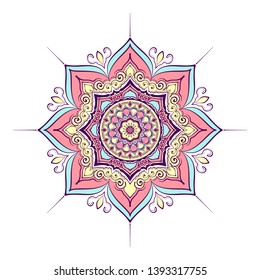 Mandala. Round Ornament Pattern. Geometric circle element made in vector. Spiritual and ritual symbol of Islam, Arabic, Indian religions.  Oriental motifs.   