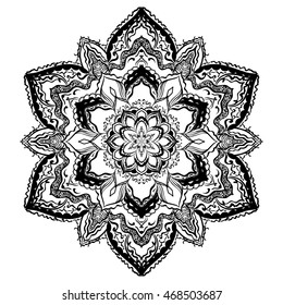 Mandala. Round Ornament Pattern. Geometric circle element made in vector. Spiritual and ritual symbol of Islam, Arabic, Indian religions.  Oriental motifs.   