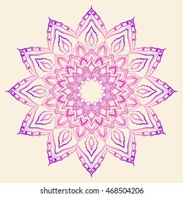 Mandala. Round Ornament Pattern. Geometric circle element made in vector. Spiritual and ritual symbol of Islam, Arabic, Indian religions.  Oriental motifs.   