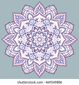 Mandala. Round Ornament Pattern. Geometric circle element made in vector. Spiritual and ritual symbol of Islam, Arabic, Indian religions.  Oriental motifs.   