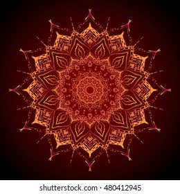 Mandala. Round Ornament Pattern. Geometric circle element made in vector. Spiritual and ritual symbol of Islam, Arabic, Indian religions.  Oriental motifs.   
