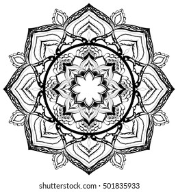 Mandala. Round Ornament Pattern. Geometric circle element made in vector. Spiritual and ritual symbol of Islam, Arabic, Indian religions.  Oriental motifs.   