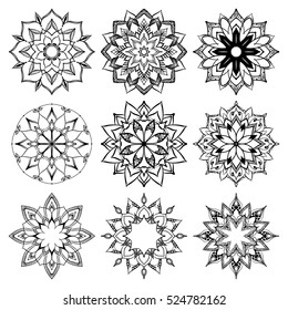 Mandala. Round Ornament Pattern. Geometric circle element made in vector. Spiritual and ritual symbol of Islam, Arabic, Indian religions.  Oriental motifs.   