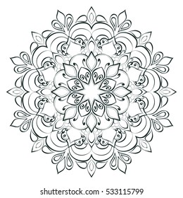 Mandala. Round Ornament Pattern. Geometric circle element made in vector. Spiritual and ritual symbol of Islam, Arabic, Indian religions.  Oriental motifs.   