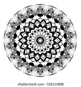 Mandala. Round Ornament Pattern. Geometric circle element made in vector. Spiritual and ritual symbol of Islam, Arabic, Indian religions.  Oriental motifs.   