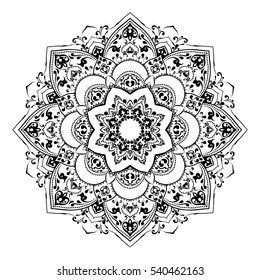 Mandala. Round Ornament Pattern. Geometric circle element made in vector. Spiritual and ritual symbol of Islam, Arabic, Indian religions.  Oriental motifs.   
