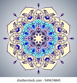 Mandala. Round Ornament Pattern. Geometric circle element made in vector. Spiritual and ritual symbol of Islam, Arabic, Indian religions.  Oriental motifs.   