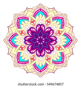 Mandala. Round Ornament Pattern. Geometric circle element made in vector. Spiritual and ritual symbol of Islam, Arabic, Indian religions.  Oriental motifs.   