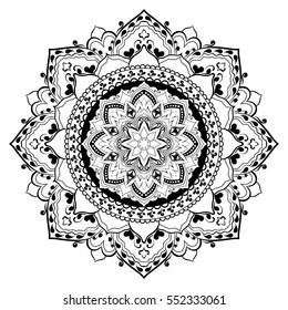 Mandala. Round Ornament Pattern. Geometric circle element made in vector. Spiritual and ritual symbol of Islam, Arabic, Indian religions.  Oriental motifs.   