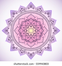 Mandala. Round Ornament Pattern. Geometric circle element made in vector. Spiritual and ritual symbol of Islam, Arabic, Indian religions.  Oriental motifs.   