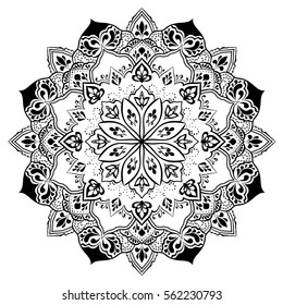 Mandala. Round Ornament Pattern. Geometric circle element made in vector. Spiritual and ritual symbol of Islam, Arabic, Indian religions.  Oriental motifs.   