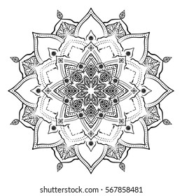 Mandala. Round Ornament Pattern. Geometric circle element made in vector. Spiritual and ritual symbol of Islam, Arabic, Indian religions.  Oriental motifs.   