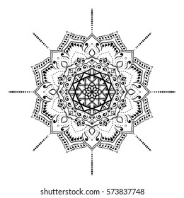 Mandala. Round Ornament Pattern. Geometric circle element made in vector. Spiritual and ritual symbol of Islam, Arabic, Indian religions.  Oriental motifs.   