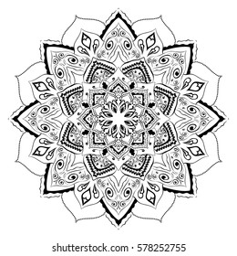 Mandala. Round Ornament Pattern. Geometric circle element made in vector. Spiritual and ritual symbol of Islam, Arabic, Indian religions.  Oriental motifs.   