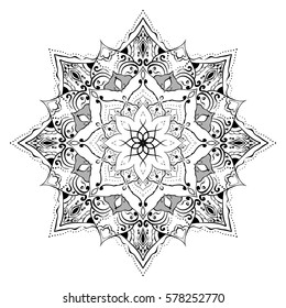 Mandala. Round Ornament Pattern. Geometric circle element made in vector. Spiritual and ritual symbol of Islam, Arabic, Indian religions.  Oriental motifs.   