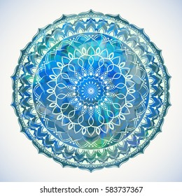 Mandala. Round Ornament Pattern. Geometric circle element made in vector. Spiritual and ritual symbol of Islam, Arabic, Indian religions.  Oriental motifs.   