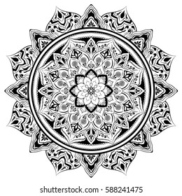 Mandala. Round Ornament Pattern. Geometric circle element made in vector. Spiritual and ritual symbol of Islam, Arabic, Indian religions.  Oriental motifs.   