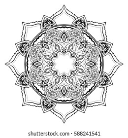 Mandala. Round Ornament Pattern. Geometric circle element made in vector. Spiritual and ritual symbol of Islam, Arabic, Indian religions.  Oriental motifs.   