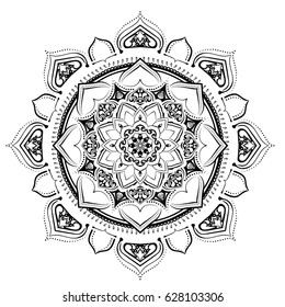 Mandala. Round Ornament Pattern. Geometric circle element made in vector. Spiritual and ritual symbol of Islam, Arabic, Indian religions.  Oriental motifs.   