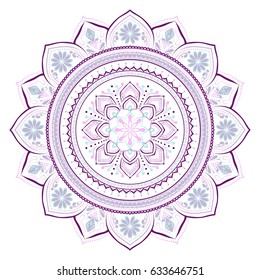 Mandala. Round Ornament Pattern. Geometric circle element made in vector. Spiritual and ritual symbol of Islam, Arabic, Indian religions.  Oriental motifs.   