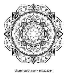 Mandala. Round Ornament Pattern. Geometric circle element made in vector. Spiritual and ritual symbol of Islam, Arabic, Indian religions.  Oriental motifs.   