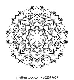 Mandala. Round Ornament Pattern. Geometric circle element made in vector. Spiritual and ritual symbol of Islam, Arabic, Indian religions.  Oriental motifs.   
