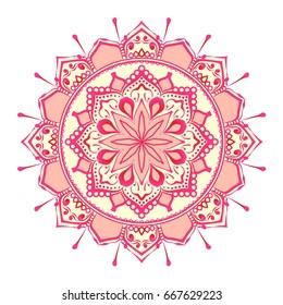 Mandala. Round Ornament Pattern. Geometric circle element made in vector. Spiritual and ritual symbol of Islam, Arabic, Indian religions.  Oriental motifs.   