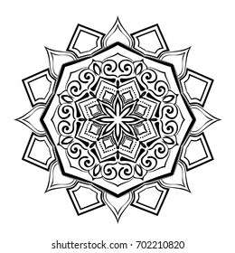 Mandala. Round Ornament Pattern. Geometric circle element made in vector. Spiritual and ritual symbol of Islam, Arabic, Indian religions.  Oriental motifs.   