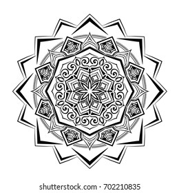 Mandala. Round Ornament Pattern. Geometric circle element made in vector. Spiritual and ritual symbol of Islam, Arabic, Indian religions.  Oriental motifs.   