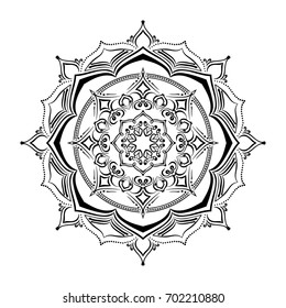 Mandala. Round Ornament Pattern. Geometric circle element made in vector. Spiritual and ritual symbol of Islam, Arabic, Indian religions.  Oriental motifs.   