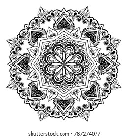 Mandala. Round Ornament Pattern. Geometric circle element made in vector. Spiritual and ritual symbol of Islam, Arabic, Indian religions.  Oriental motifs. 