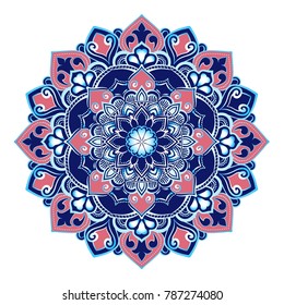 Mandala. Round Ornament Pattern. Geometric circle element made in vector. Spiritual and ritual symbol of Islam, Arabic, Indian religions.  Oriental motifs. 