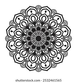 Mandala Round Ornament Pattern, Mandala pattern for Henna, Mehndi, tattoo, Decorative ornament in ethnic oriental style, Outline doodle hand drawn vector illustration. Floral mandala