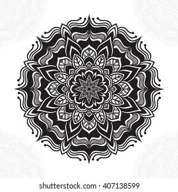 Mandala. Round ornament pattern. Isolated on white background. Vector illustrate.
