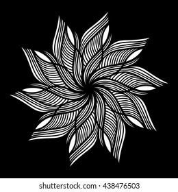 Mandala. Round Ornament Pattern on black background.