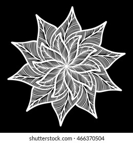Mandala. Round Ornament Pattern on black background.