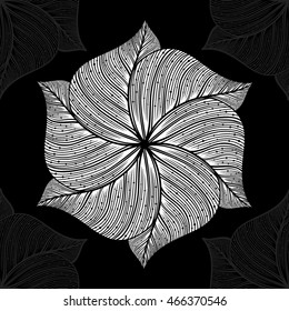 Mandala. Round Ornament Pattern on black background.
