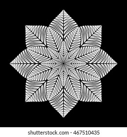 Mandala. Round Ornament Pattern on black background.
