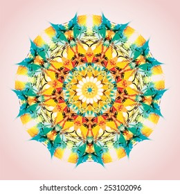 Mandala. Round ornament pattern, orange and yellow