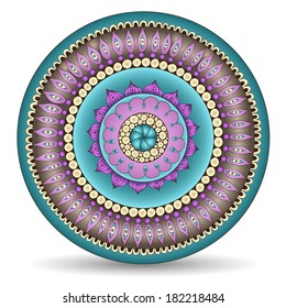 Mandala. Round Ornament Pattern. Ornamental Flowers. Vector set with abstract floral elements in indian style