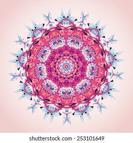 Mandala. Round ornament pattern, rose and violet