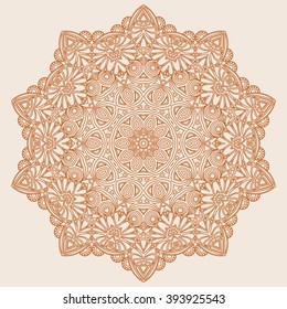 Mandala. Round Ornament Pattern Tattoo, 