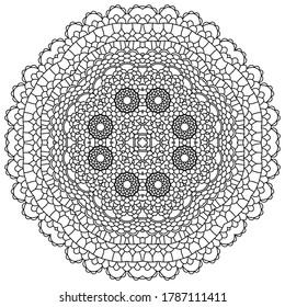 Mandala. Round Ornament Pattern. Vintage black and white decorative elements. Hand drawn background. Islam, Arabic, Indian, ottoman motifs.