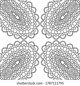 Mandala. Round Ornament Pattern. Vintage black and white decorative elements. Hand drawn background. Islam, Arabic, Indian, ottoman motifs.