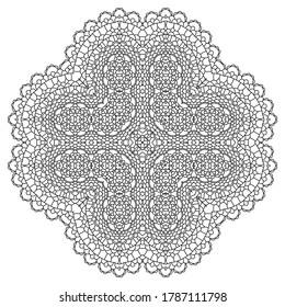 Mandala. Round Ornament Pattern. Vintage black and white decorative elements. Hand drawn background. Islam, Arabic, Indian, ottoman motifs.