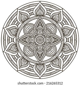 Mandala. Round Ornament Pattern. Vintage decorative elements. Hand drawn background. Islam, Arabic, Indian, ottoman motifs.